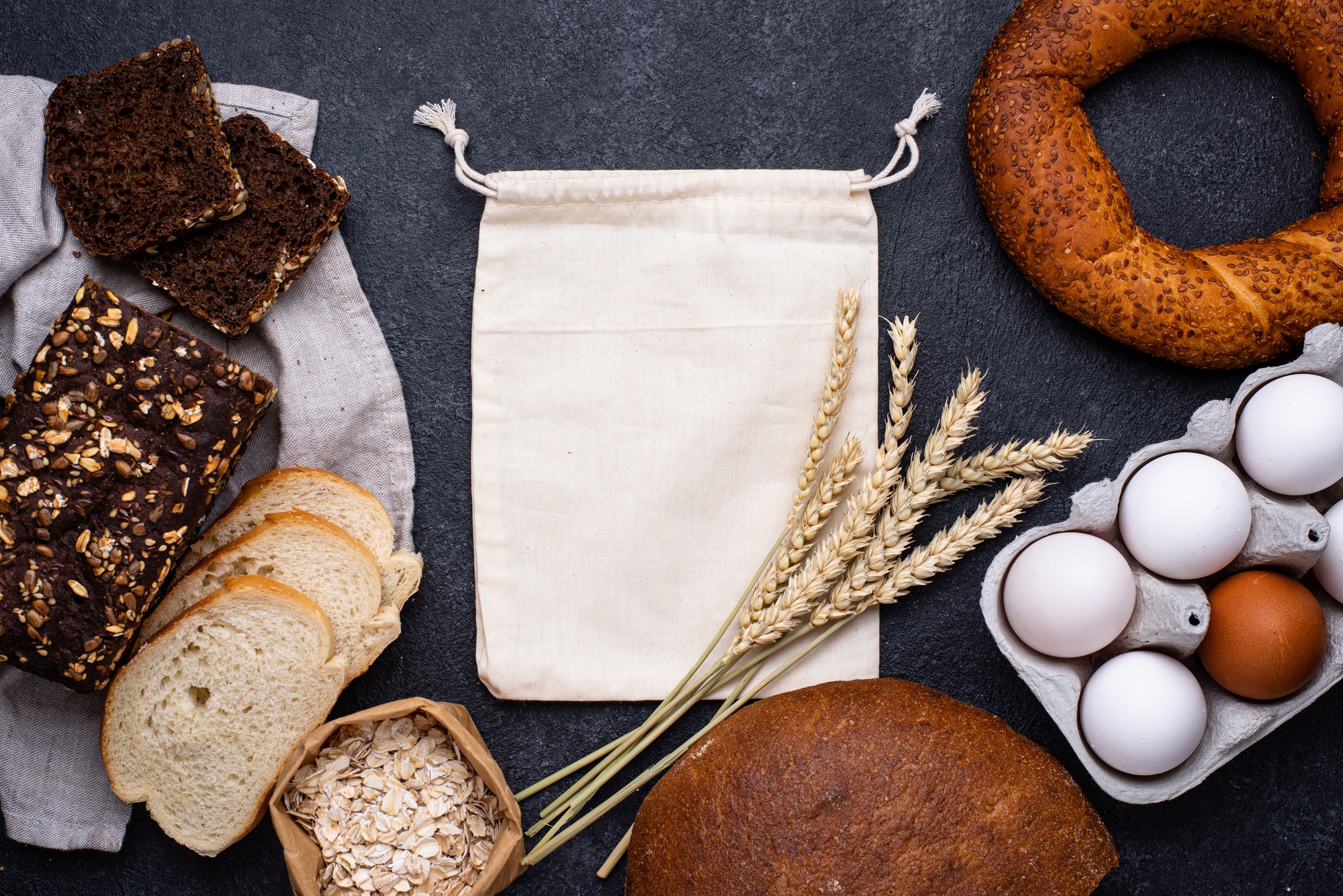 baking concept with bread and flour